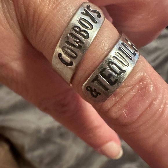 Cowboys & Tequila Adjustable Stainless Steel Ring - Picture 5 of 13
